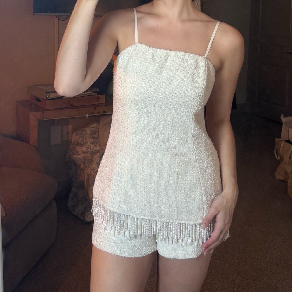 Elegant White Women's Top with Fringe Detail